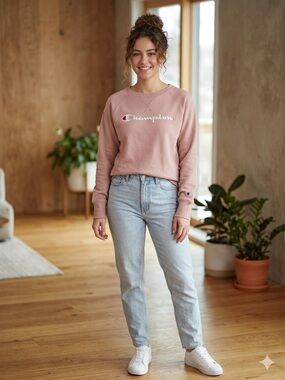 Champion Blush Light Pink Pullover Sweatshirt,  Size Medium